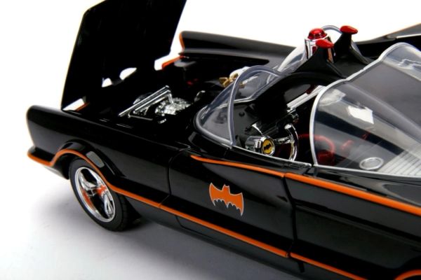 Jada Toys-Hollywood Rides 1966 Tv Series Batman Mobile 1:18 With Lights Figures