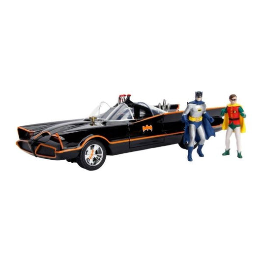 Jada Toys-Hollywood Rides 1966 Tv Series Batman Mobile 1:18 With Lights Figures